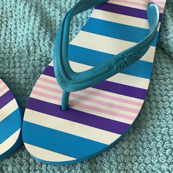 COACH Flip Flop Sandals with Carriage Imprint - Picture 2 of 10